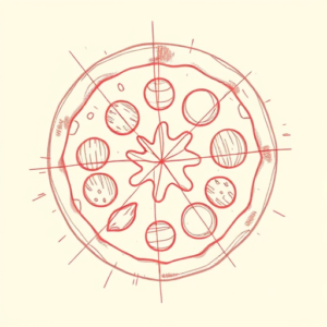 Red Ink Outline Pizza Tattoo