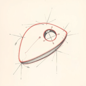 Red Ink Outline Planchette Tattoo