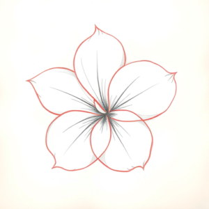 Red Ink Outline Plumeria Tattoo