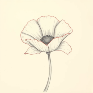 Red Ink Outline Poppy Tattoo