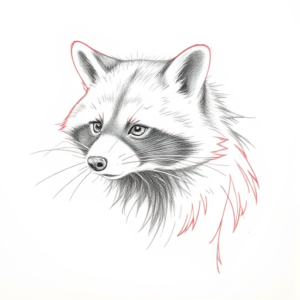 Red Ink Outline Raccoon Tattoo