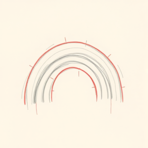 Red Ink Outline Rainbow Tattoo