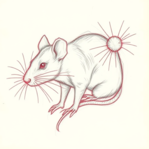Red Ink Outline Rat Tattoo