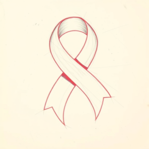 Red Ink Outline Ribbon Tattoo