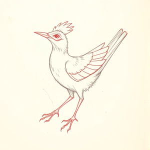Red Ink Outline Roadrunner Tattoo