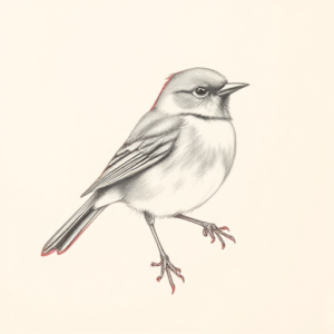 Red Ink Outline Robin Tattoo