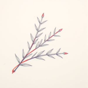 Red Ink Outline Rosemary Tattoo