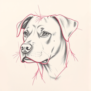 Red Ink Outline Rottweiler Tattoo