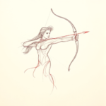 Red Ink Outline Sagittarius Tattoo