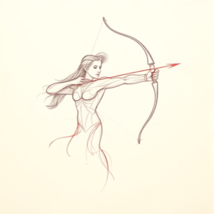 Red Ink Outline Sagittarius Tattoo