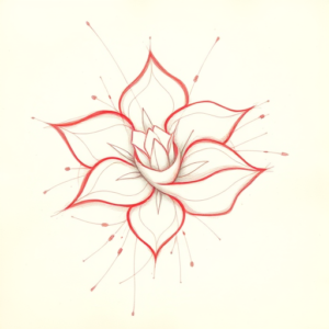 Red Ink Outline Sampaguita Tattoo