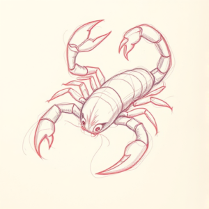 Red Ink Outline Scorpio Tattoo