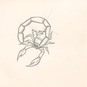 Red Ink Outline Scorpion Tattoo