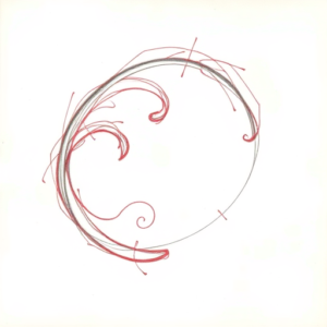 Red Ink Outline Scroll Tattoo