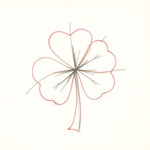 Red Ink Outline Shamrock Tattoo