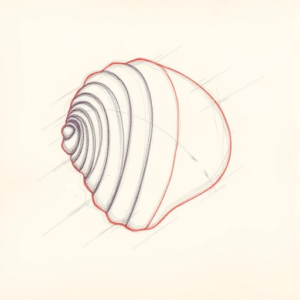 Red Ink Outline Shell Tattoo