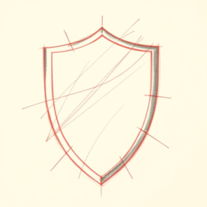 Red Ink Outline Shield Tattoo