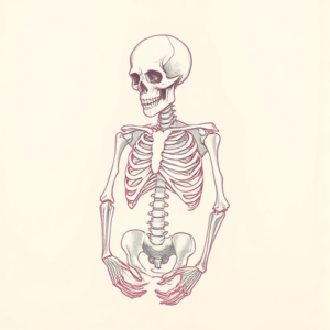 Red Ink Outline Skeleton Tattoo