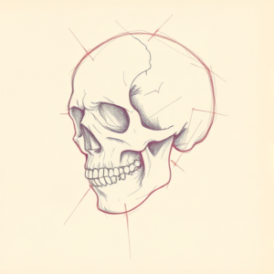 Red Ink Outline Skull Tattoo