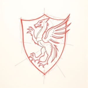 Red Ink Outline Slytherin Tattoo