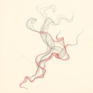 Red Ink Outline Smoke Tattoo