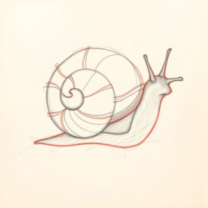 Red Ink Outline Snail Tattoo