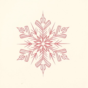 Red Ink Outline Snowflake Tattoo