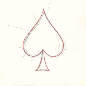 Red Ink Outline Spade Tattoo