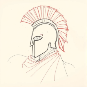 Red Ink Outline Spartan Tattoo