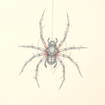 Red Ink Outline Spider Tattoo