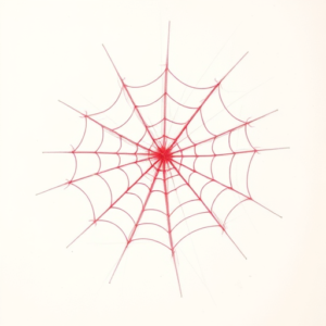 Red Ink Outline Spiderweb Tattoo