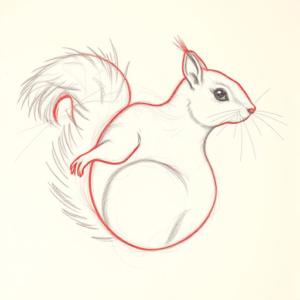 Red Ink Outline Squirrel Tattoo