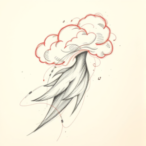 Red Ink Outline Storm Tattoo