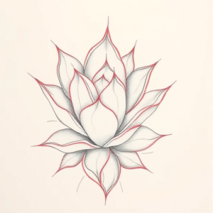 Red Ink Outline Succulent Tattoo