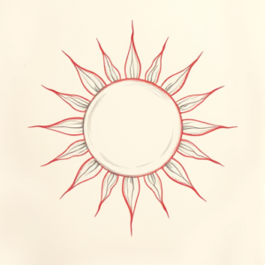 Red Ink Outline Sun Tattoo