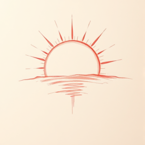 Red Ink Outline Sunrise Tattoo