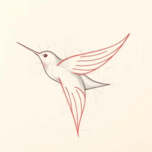 Red Ink Outline Swallow Tattoo