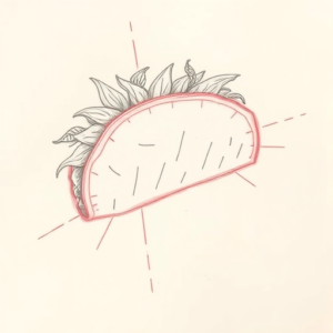 Red Ink Outline Taco Tattoo