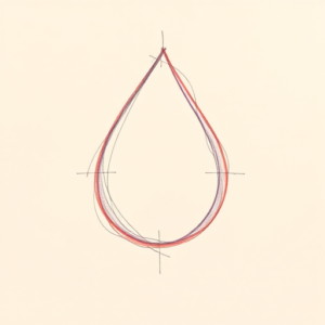 Red Ink Outline Teardrop Tattoo