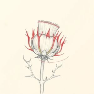 Red Ink Outline Thistle Tattoo