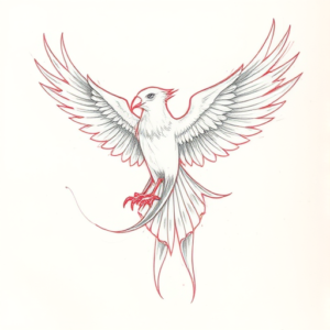 Red Ink Outline Thunderbird Tattoo