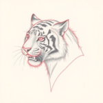 Red Ink Outline Tiger Tattoo