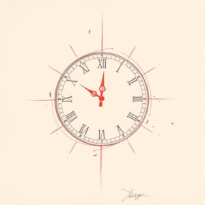 Red Ink Outline Time Tattoo