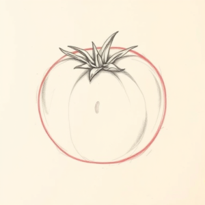 Red Ink Outline Tomato Tattoo
