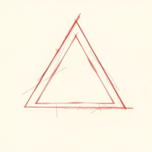 Red Ink Outline Triangle Tattoo