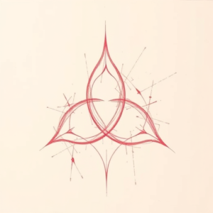 Red Ink Outline Trinity Tattoo