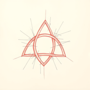 Red Ink Outline Triquetra Tattoo