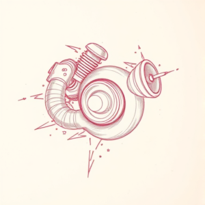 Red Ink Outline Turbo Tattoo