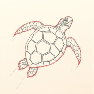 Red Ink Outline Turtle Tattoo
