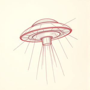 Red Ink Outline Ufo Tattoo